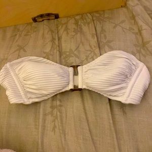 White strapless swim top